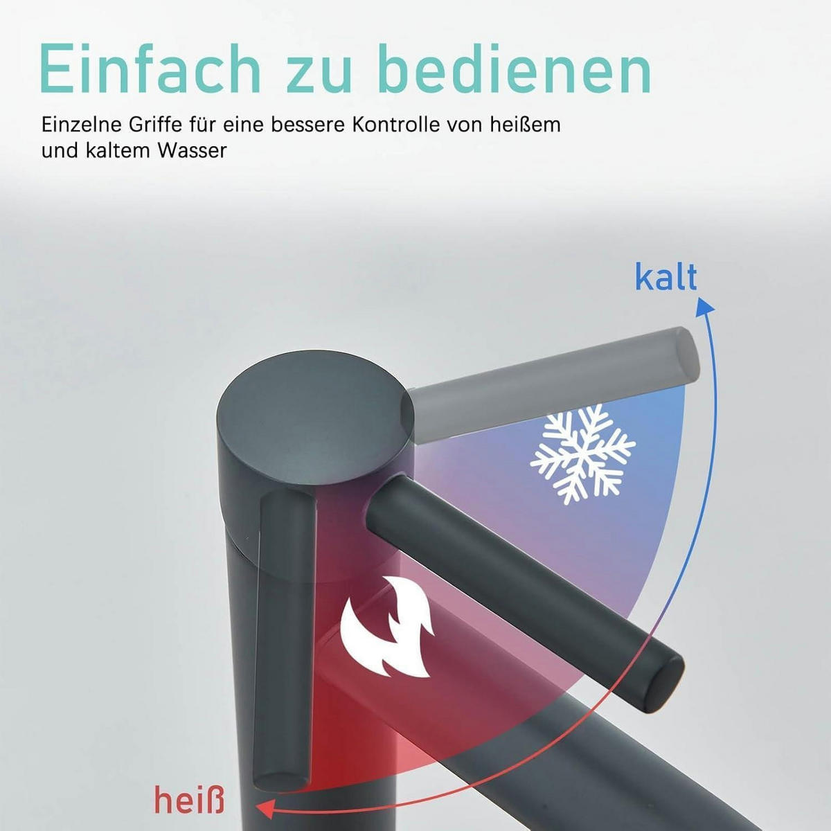 WASCHTISCHARMATUR Hoch Schwarz - Schwarz, Metall (30.7/9.6/15cm)