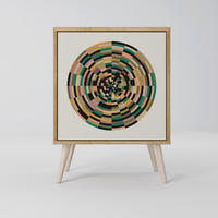 SIDEBOARD GREEN CIRCLES, Eichefarben, 57,5x42x77,5 cm, Schräge Buchenholzfüße - Eichefarben/Buchefarben, Holzwerkstoff/Buchenholz (57.5/77.5/42cm) - SpaceRebels