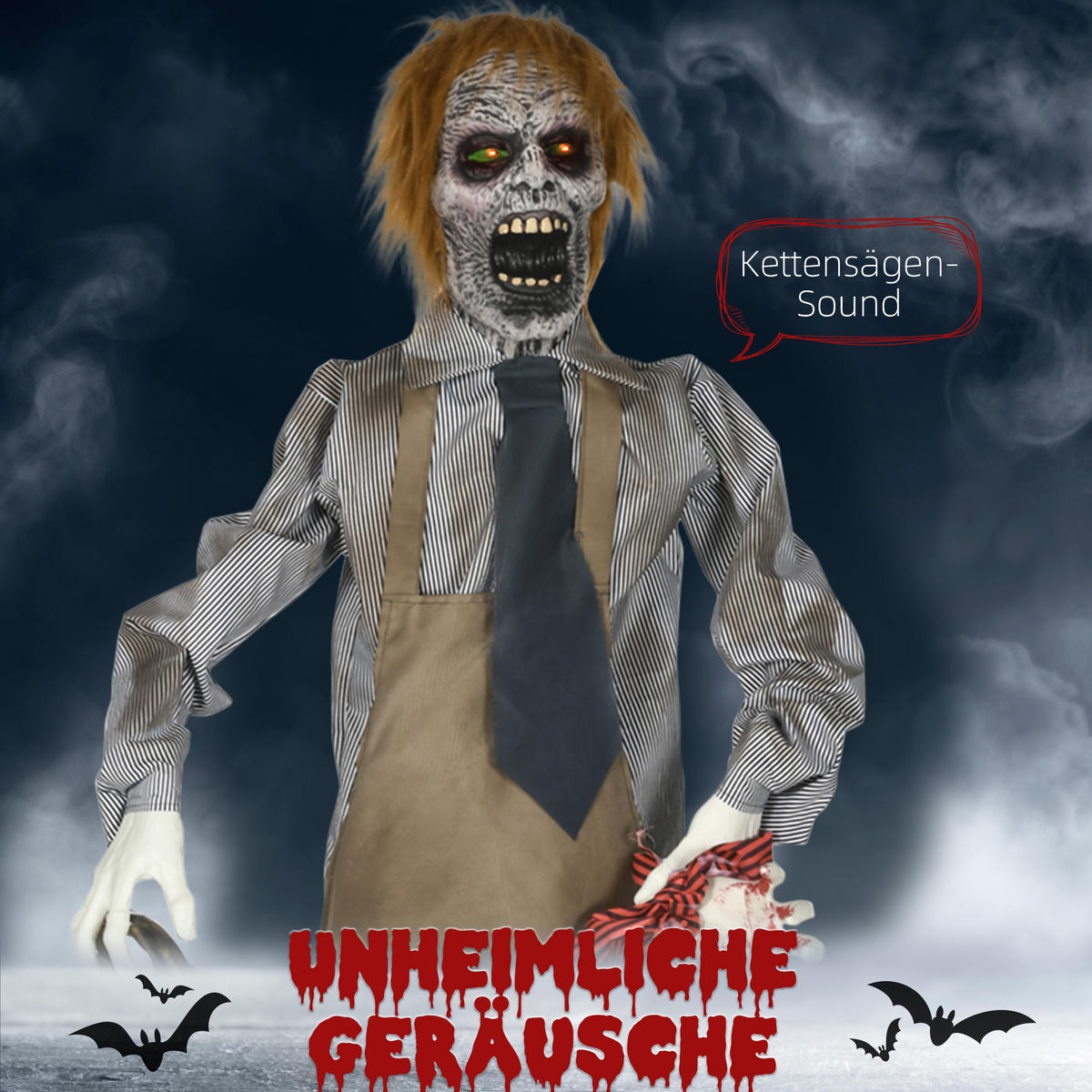HALLOWEEN HORROR-CLOWN, mehrfarbig, Polyester, PE, Kunststoff, Stahl - Multicolor, Kunststoff (18/170/130cm) - HOMCOM