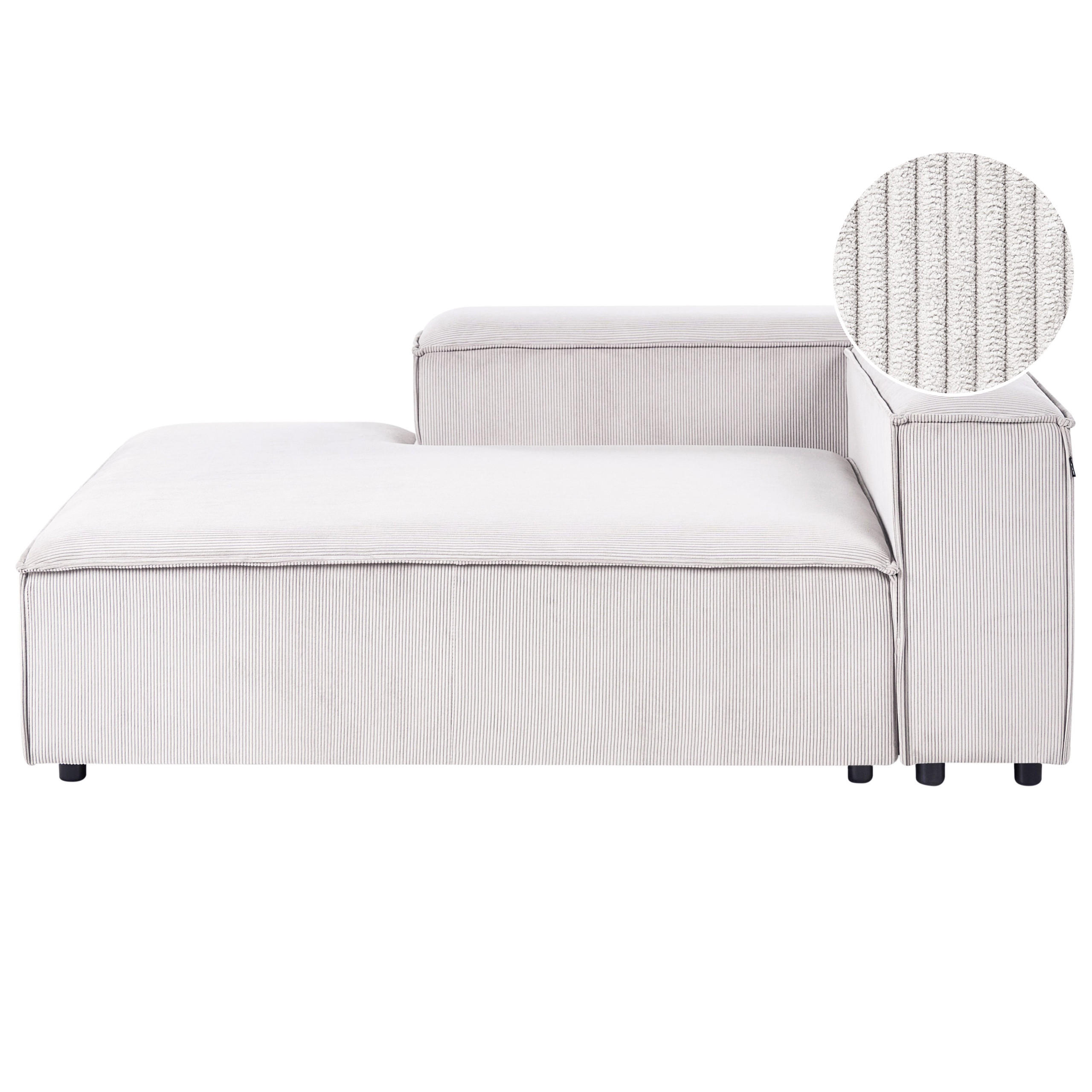 CHAISELONGUE rechtsseitig Cremeweiß Cord Ardal - Creme/Schwarz, Textil (119/68/180cm) - Beliani