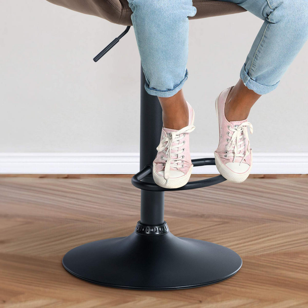 BARHOCKER 2er Set Samt Braun - Schwarz/Braun, Textil/Metall (51/89/52cm) - CLP