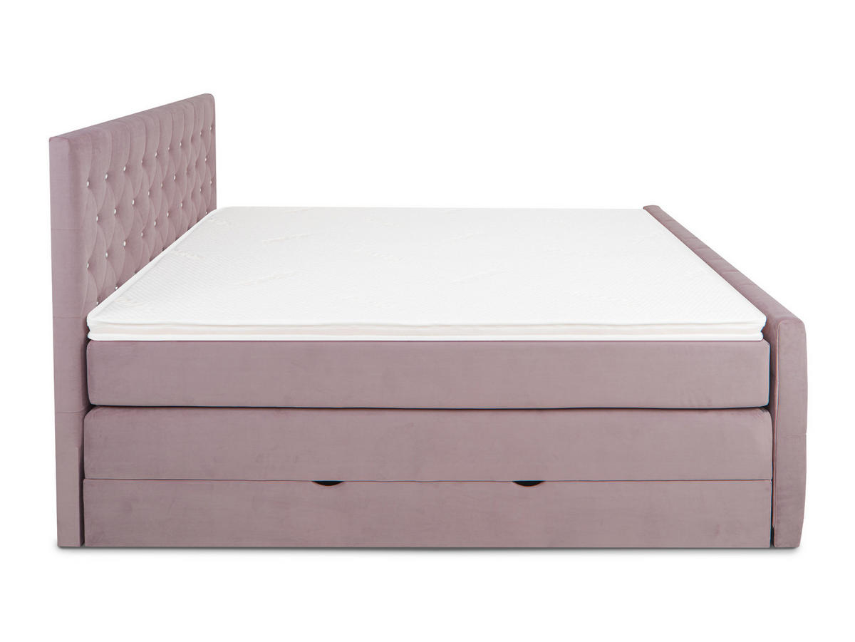 BOXSPRINGBETT Sira Rosa 160/200 cm H2/H3 Samt - Rosa, Textil (160/200cm) - wonello