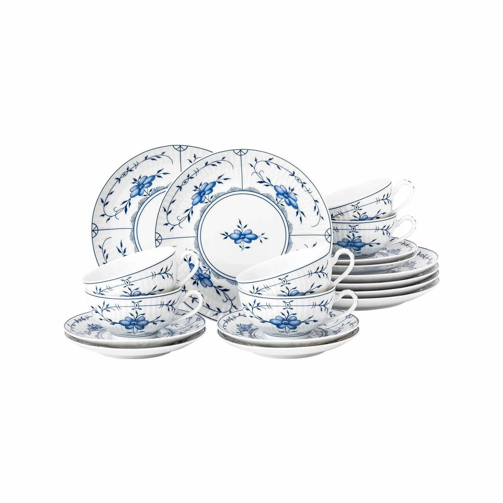 TEESERVICE Amina Strohblume weiß-blau 6er Set - Blau/Weiß, Keramik (1/1/1cm) - Seltmann Weiden