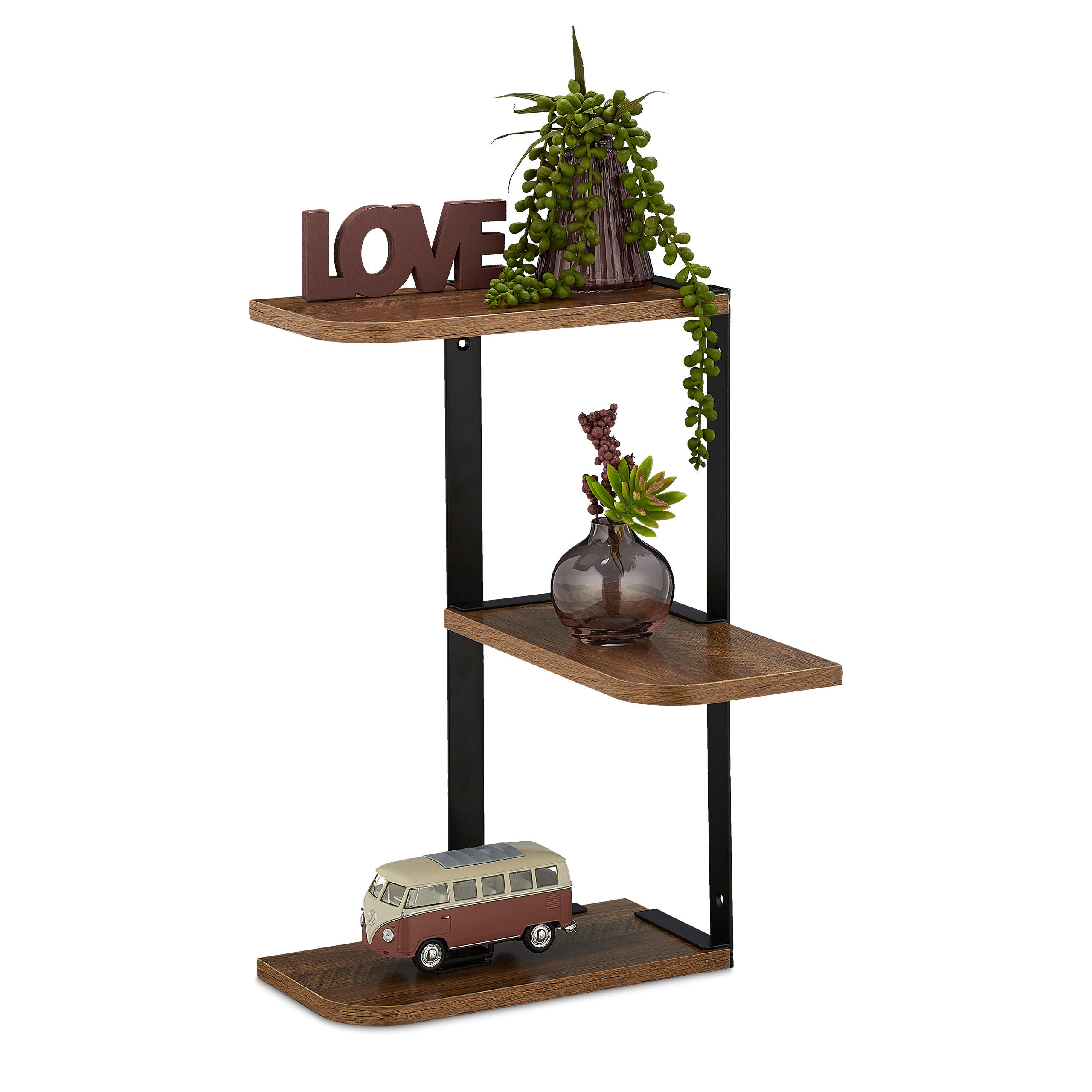 ECKREGAL - Braun, Holzwerkstoff/Metall (26.5/42.5/26.5cm) - Relaxdays