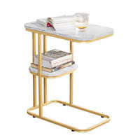 BEISTELLTISCH Golden - Goldfarben, Holzwerkstoff (30/50/58cm) - SoBuy