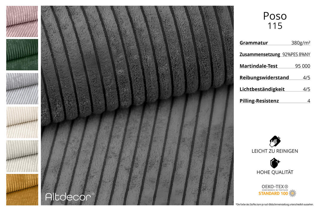 ECKSOFA mit Schlaffunktion und Bettkasten LIRA-L - 264x172x89 Dunkelgrau - Dunkelgrau, Holzwerkstoff/Textil (264/172cm) - ALTDECOR