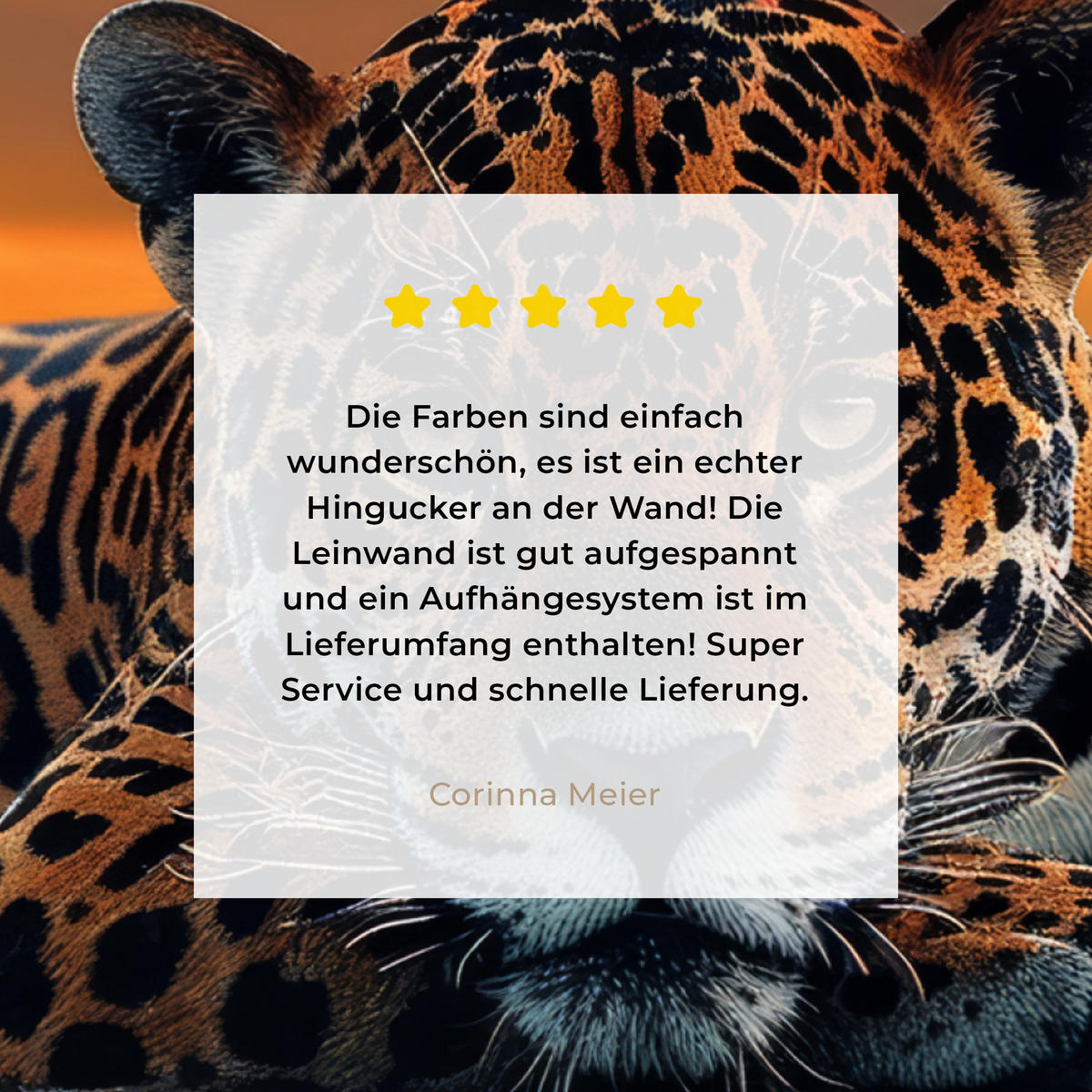 LEINWANDBILD Natur - Leopard - Tier - Sonnenuntergang - Modern 90x90 cm - Orange, Textil (90/90cm) - MuchoWow