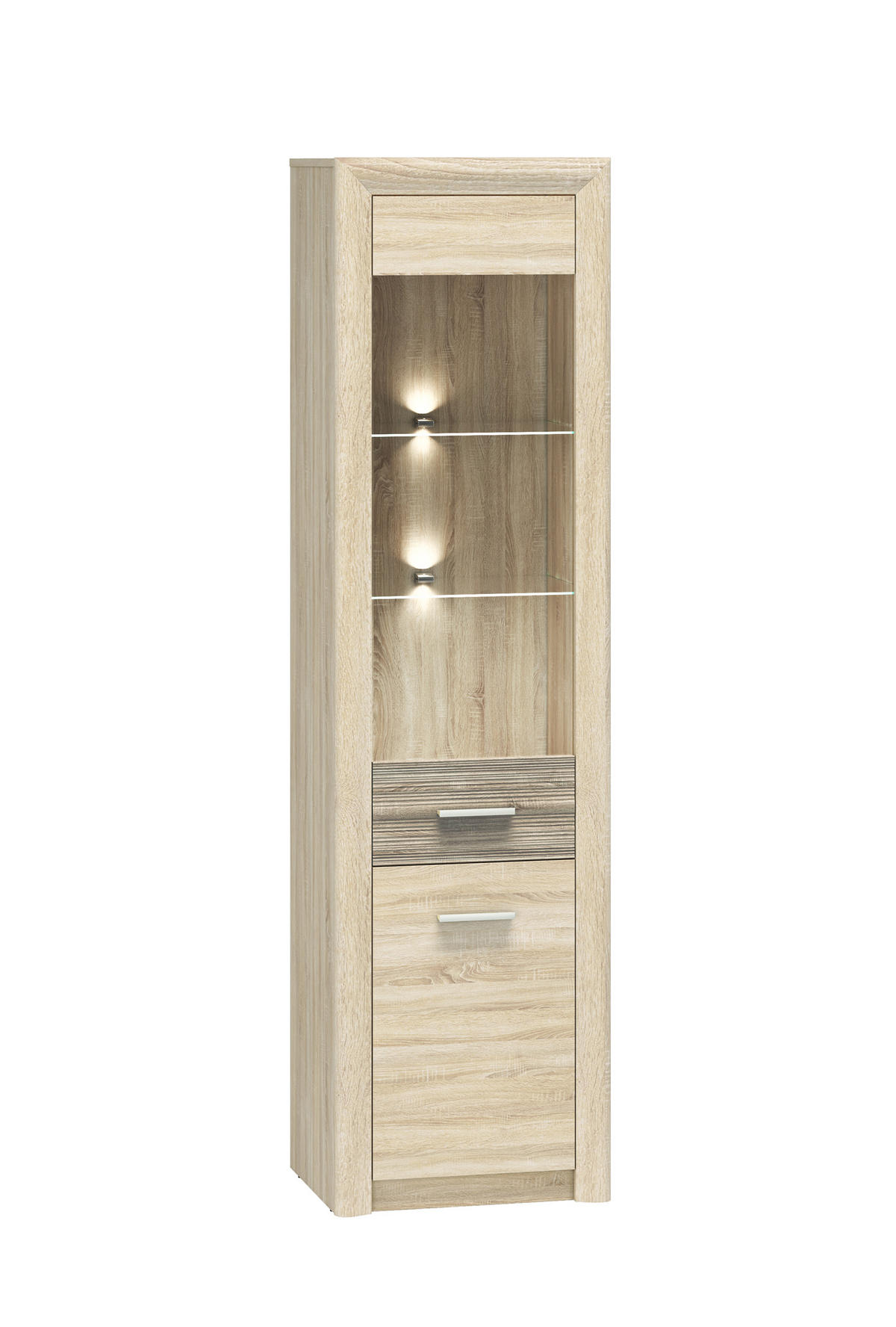 VITRINE Castel Sonoma Eiche hell / Sonoma Eiche Trüffel 55 / 43 / 201cm - Multicolor/Braun, Holz/Holzwerkstoff (55/201/43cm) - Feldmann-Wohnen