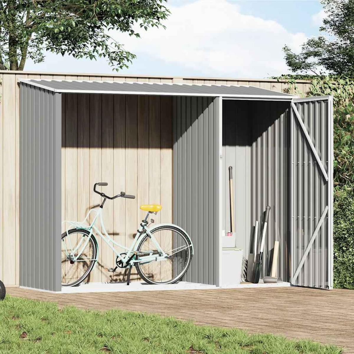 GERÄTEHAUS Grau 245/98/159 Cm Verzinkter Stahl - Grau, Metall (245/159/98cm) - vidaXL