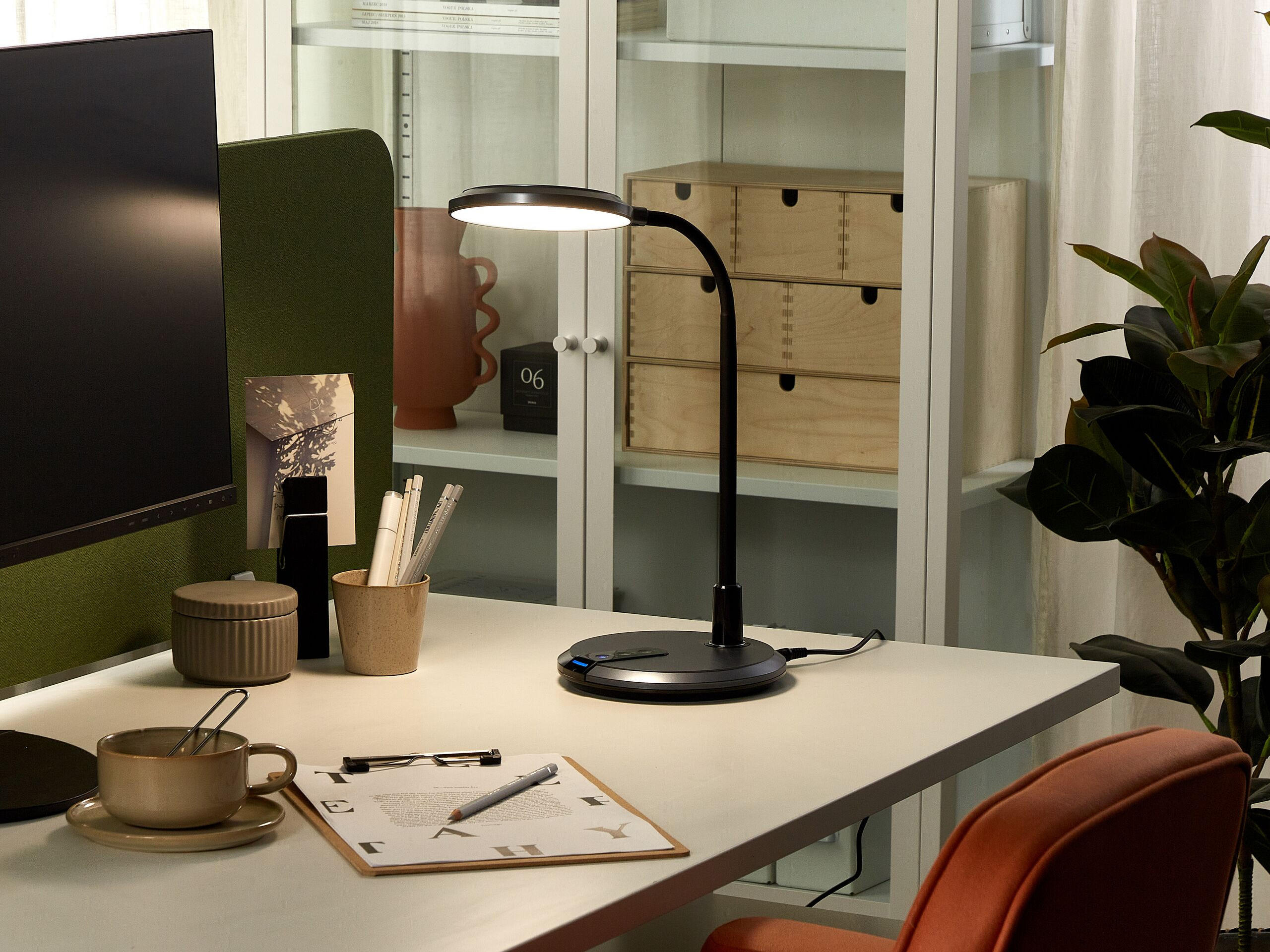 SCHREIBTISCHLAMPE Columba 19/19/43 cm - Schwarz, Kunststoff (19/19/43cm) - Beliani
