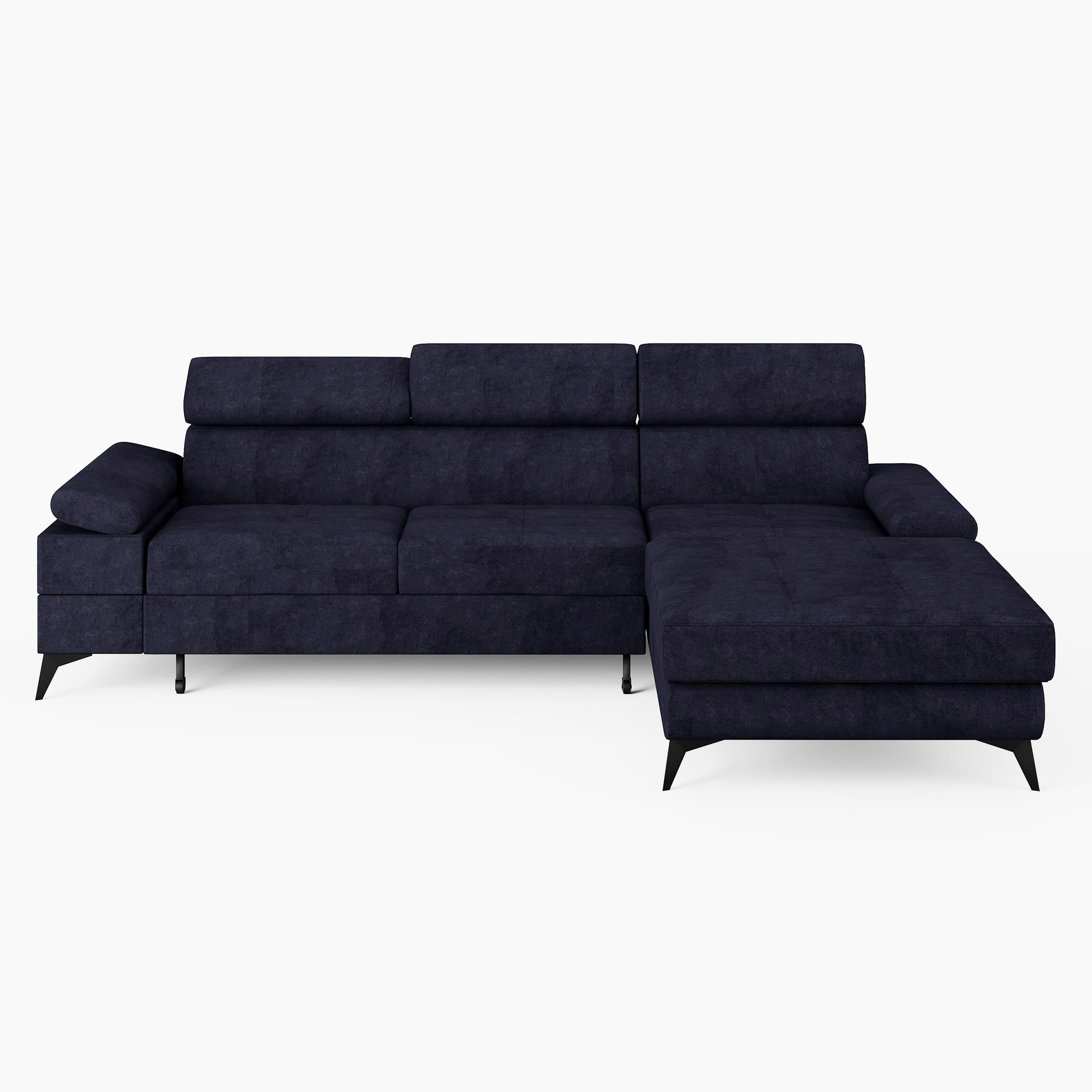 ECKSOFA VENTO Rechts Dunkelgrau Velours Premium L-Form Couch mit Schlaffunktion & Bettkasten - Dunkelgrau/Schwarz, Holz (261/190cm) - Barchello