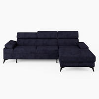 ECKSOFA VENTO Rechts Dunkelgrau Velours Premium L-Form Couch mit Schlaffunktion & Bettkasten - Dunkelgrau/Schwarz, Holz (261/190cm) - Barchello