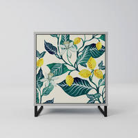 SIDEBOARD LEMON TREE, Grau, 57,5x42x67,5 cm, Schwarze Metall-Rahmenfüße - Multicolor/Schwarz, Holzwerkstoff/Metall (57.5/67.5/42cm) - SpaceRebels