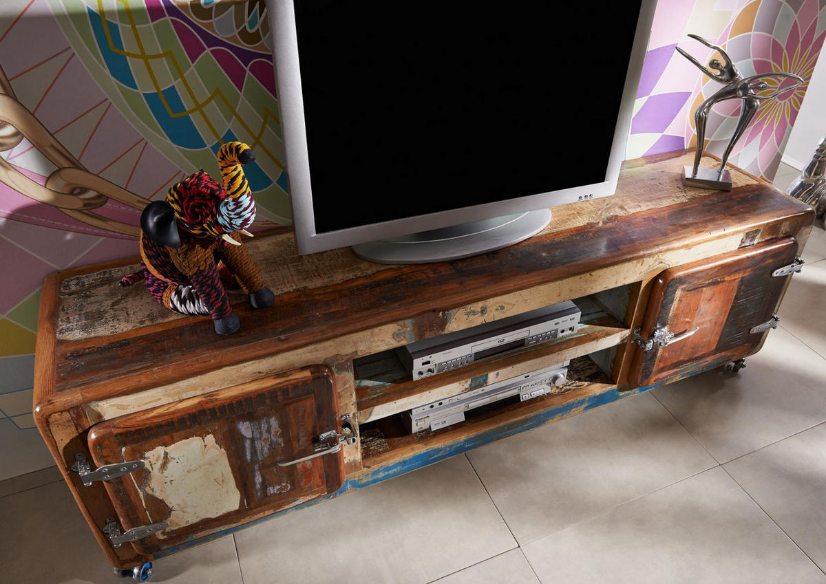 TV-BOARD Altholz 180x45x53 mehrfarbig lackiert FREEZY #32 - Multicolor, Holz (180/53/45cm) - Massivmoebel24