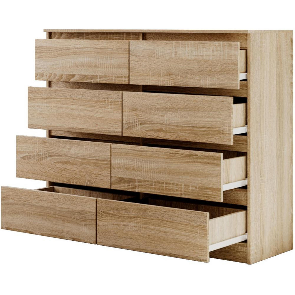 KOMMODE Lemon 120 cm mit acht Schubladen eiche Sonoma - Sonoma Eiche, Holzwerkstoff (120/101.5/39cm) - Beautysofa