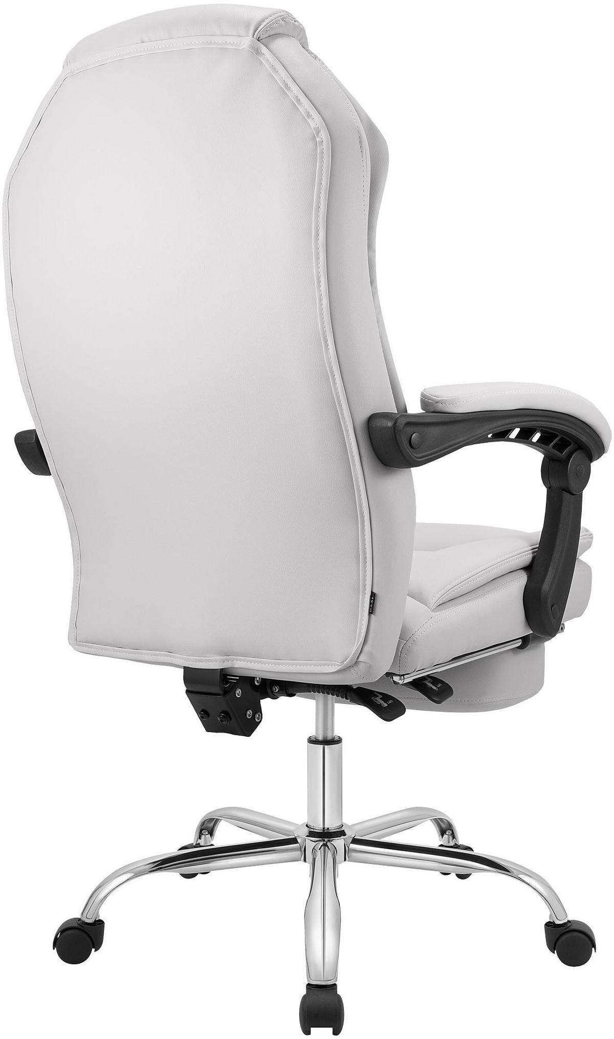 CHEFSESSEL Lederlook Weiß - Chromfarben/Weiß, Textil/Metall (67/114/64cm) - CLP