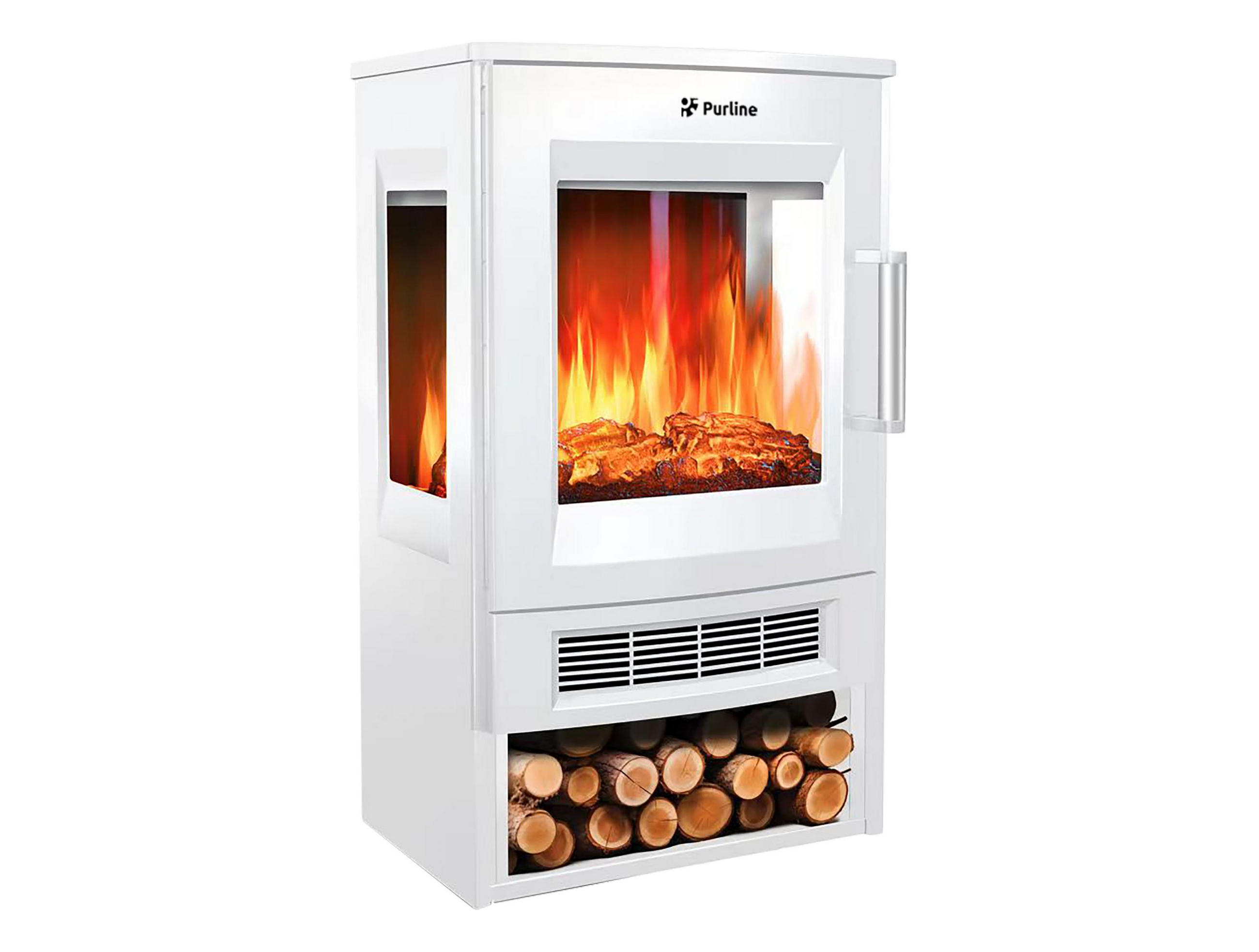ELEKTROKAMIN Weiß Bodenmodell mit integrierter Heizung 1800 W - Weiß, Glas (44/75/35cm) - Purline