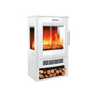 ELEKTROKAMIN Weiß Bodenmodell mit integrierter Heizung 1800 W - Weiß, Glas (44/75/35cm) - Purline