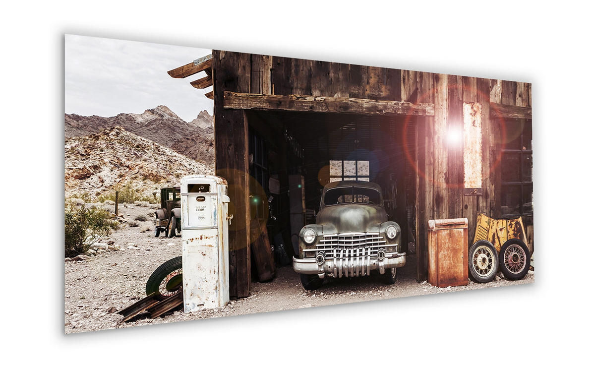 GLASBILD 125x50 cm Oldtimer vintage - Anthrazit, Glas (125/50cm) - artissimo