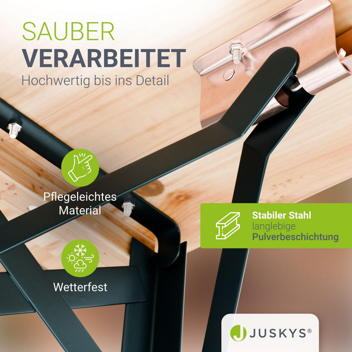BIERZELTGARNITUR Passau 3-tlg. - Braun, Holz/Metall - Juskys