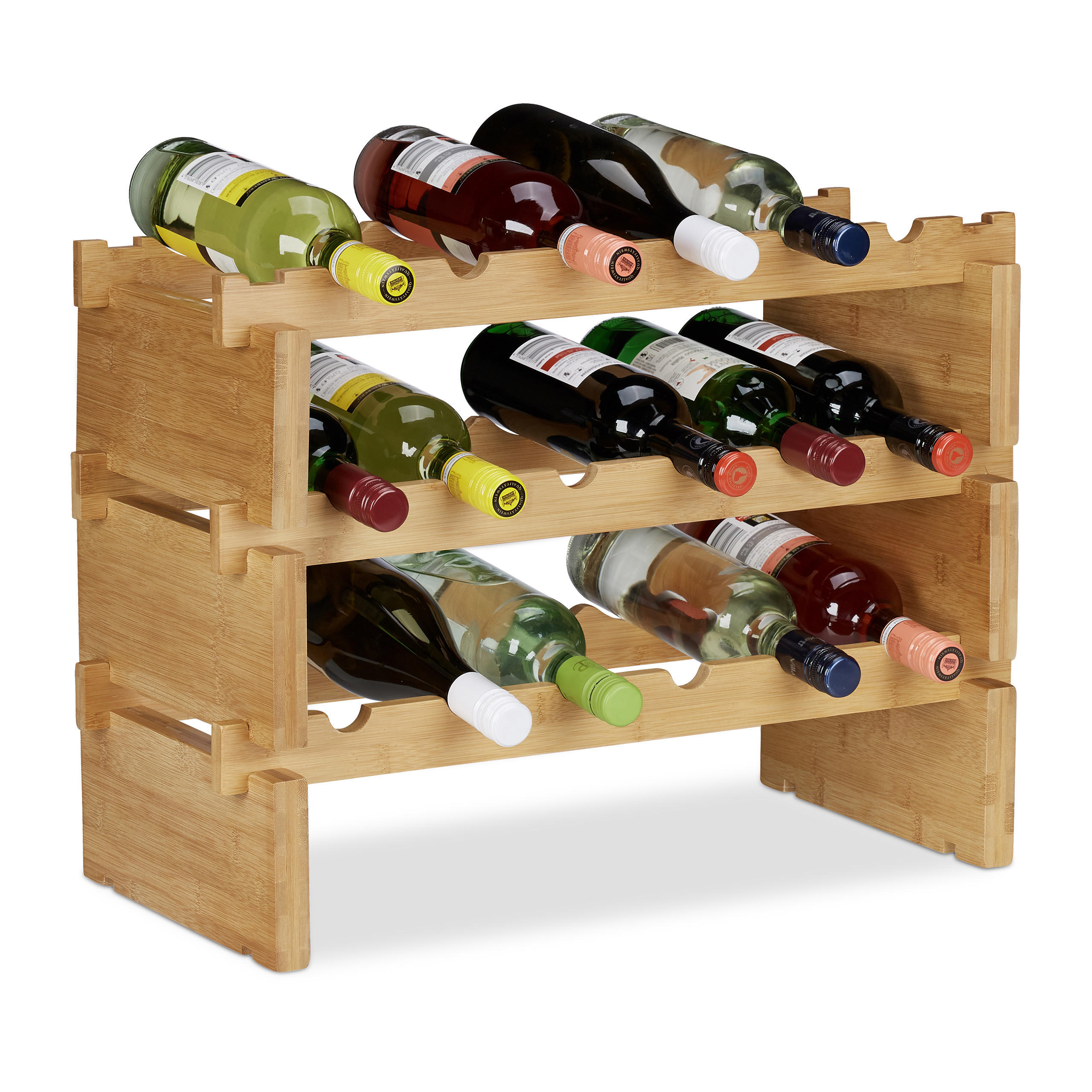 WEINREGAL - Hellbraun, Holz (60/45/28.5cm) - Relaxdays