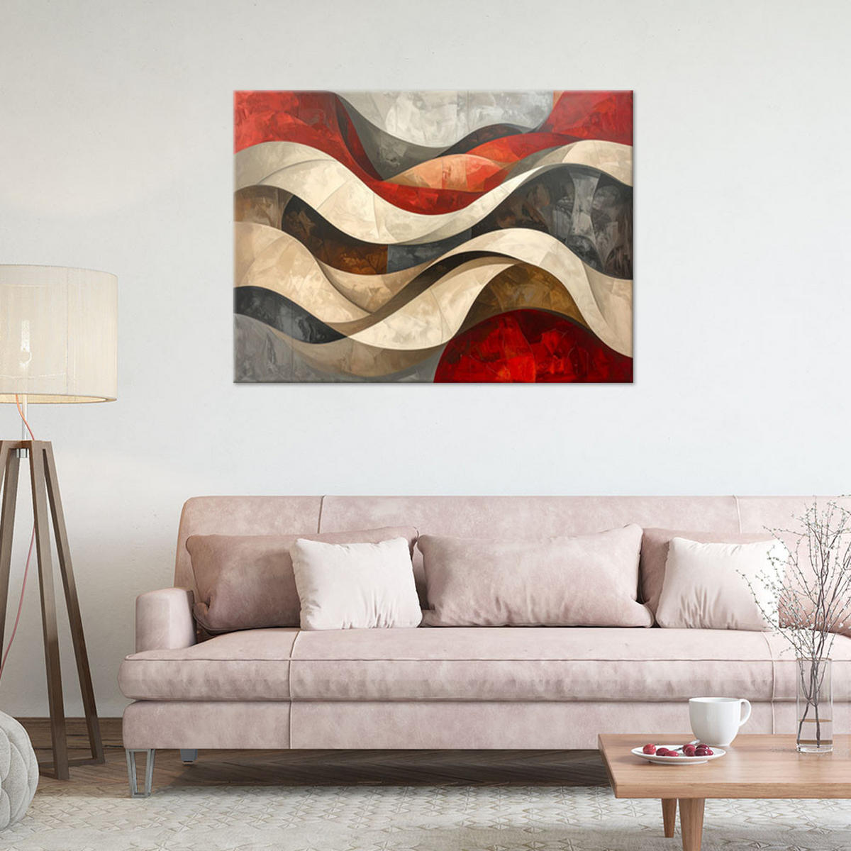 LEINWANDBILD 3D und geometrisch 100x70cm - Rot, Textil (100/70cm) - Feeby