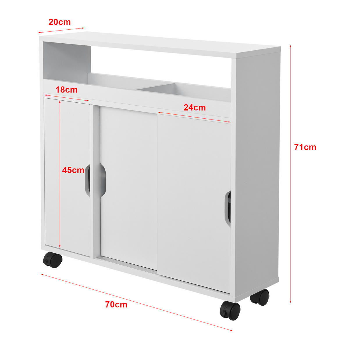 SEITENSCHRANK Lumijoki - Weiß, Holzwerkstoff (70/71/20cm) - [en.casa]