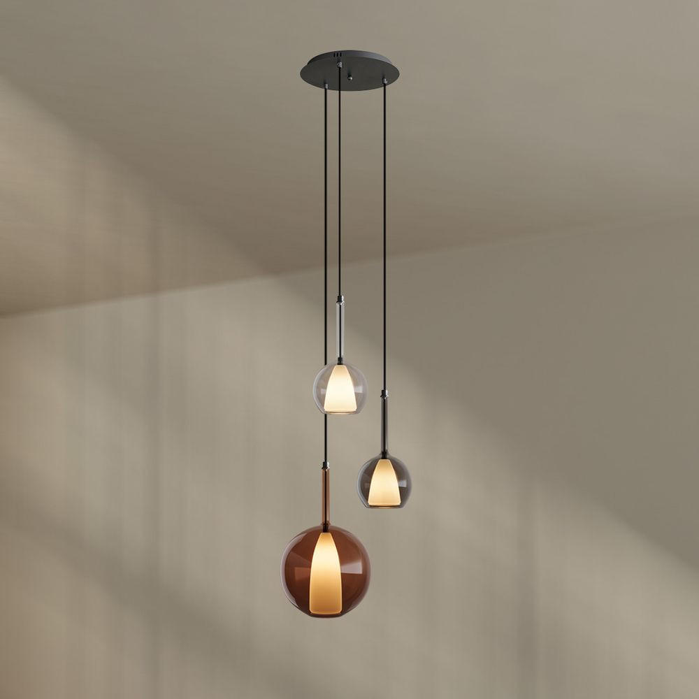 GALERIELEUCHTE Belluna 3-flammig Mehrfarbig Ø 14/24cm - Multicolor, Glas (24/24/45cm) - s.luce