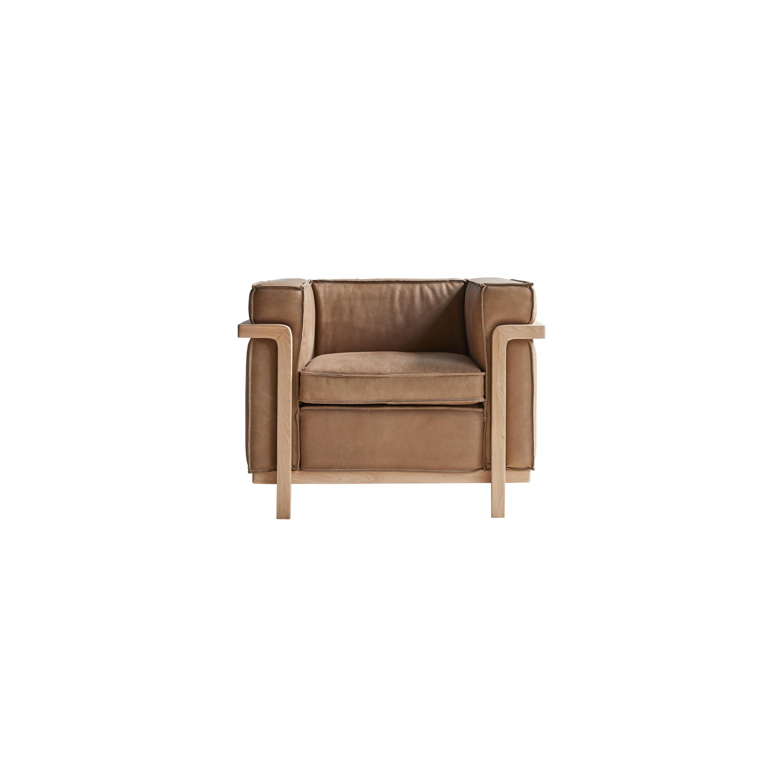 SESSEL Cobbelwood Braun aus Leder - Braun, Leder (90/70/78cm) - Tikamoon