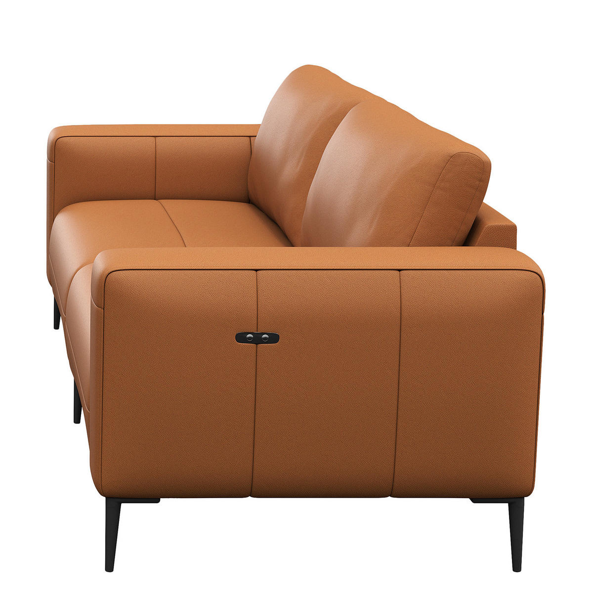 3-SITZER SOFA - Cognac/Schwarz, Leder/Metall (225/77/88cm) - home24