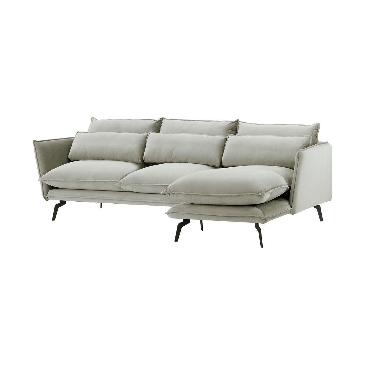 ECKSOFA Layla Rechts-Velluto 15 - Hellgrau, Holz/Textil (278/160cm)