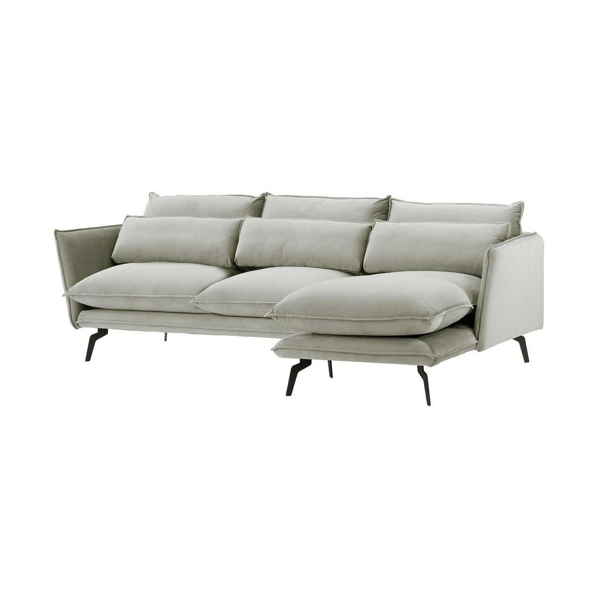 ECKSOFA Layla Rechts-Velluto 15 - Hellgrau, Holz/Textil (278/160cm)