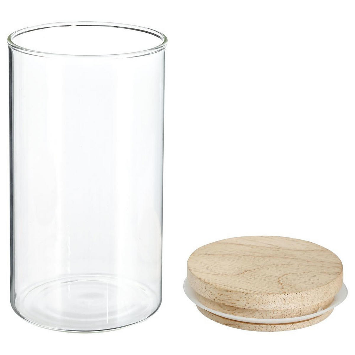 LEBENSMITTELBEHÄLTER mit Bambusdeckel 1 l 10/10/18 cm - Transparent, Glas (1L) - 5five Simply Smart