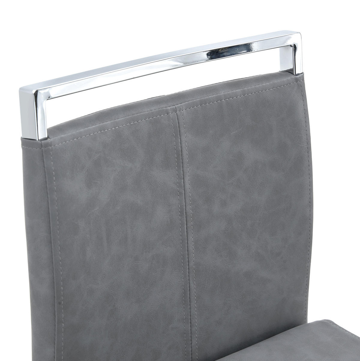 BARHOCKER 2er-Set 96,5 cm PU-Leder Dark Gray Silver - Grau, Metall (46.5/96.5/38.9cm) - Meubliv
