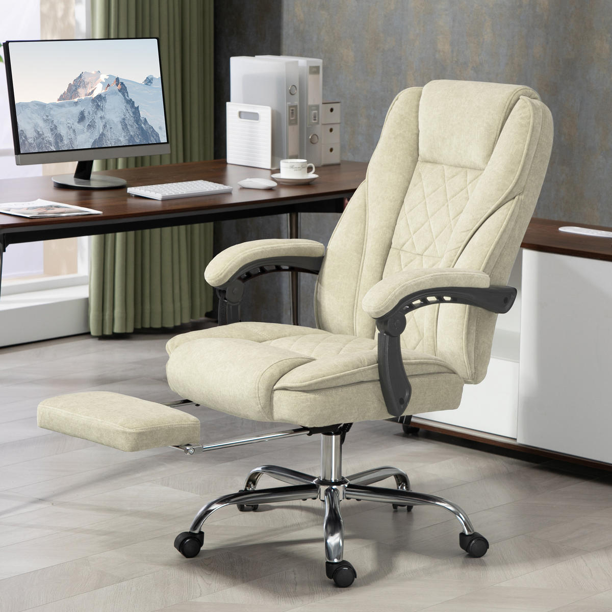 CHEFSESSEL DE-11727 mit Massage- & Heizfunktion Beige - Beige, Textil (72/119/67cm) - ComfortXL