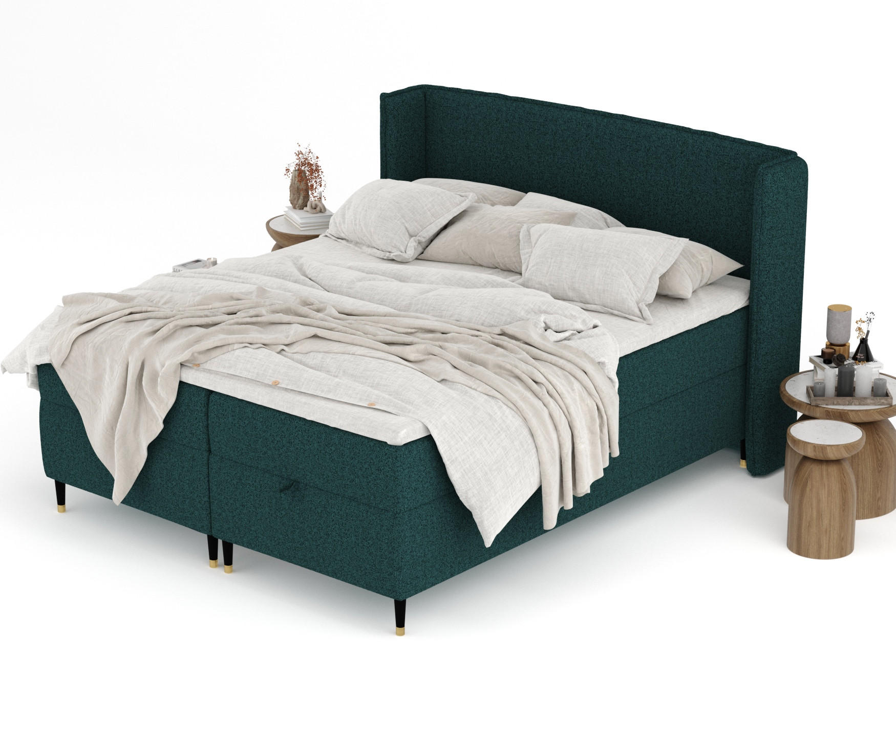Thumbnail - Maison de Reve Boxbett, Grün, Textil, Buche, Kiefer, H3, Höhe ca. 19 cm, 200x200 cm, FSC 100%, Made in EU, Oeko-Tex® Sta...