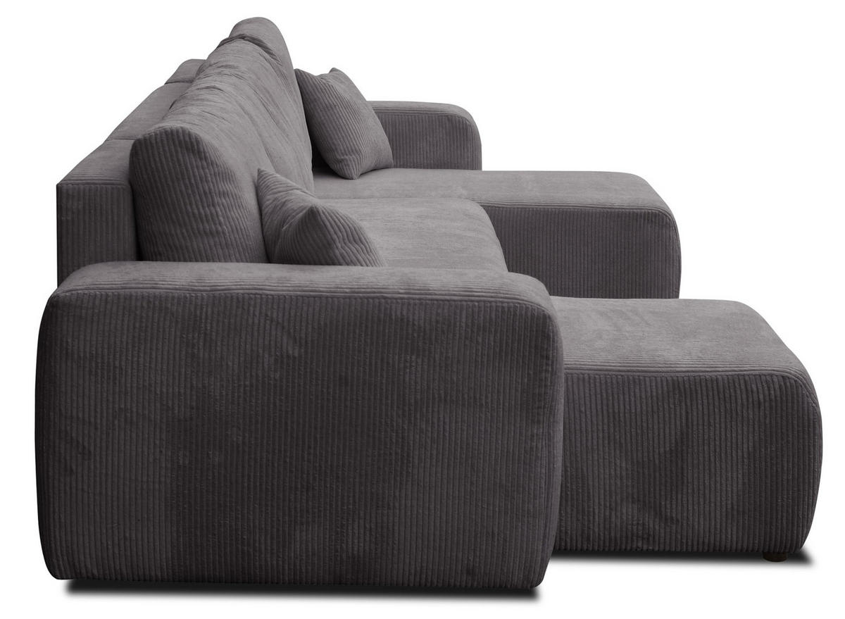 WOHNLANDSCHAFT LUNA U-FORM mit Schlaffunktion und Bettkasten (Dunkelgrau) - Dunkelgrau, Textil (312/83/142cm) - VENASI MÖBEL