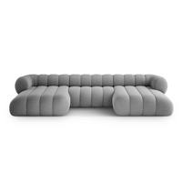 PANORAMASOFA Koge aus Chenille-Stoff hellgrau 6 Sitzplätze - Hellgrau, Textil (165/70/348cm) - Cosmopolitan Design