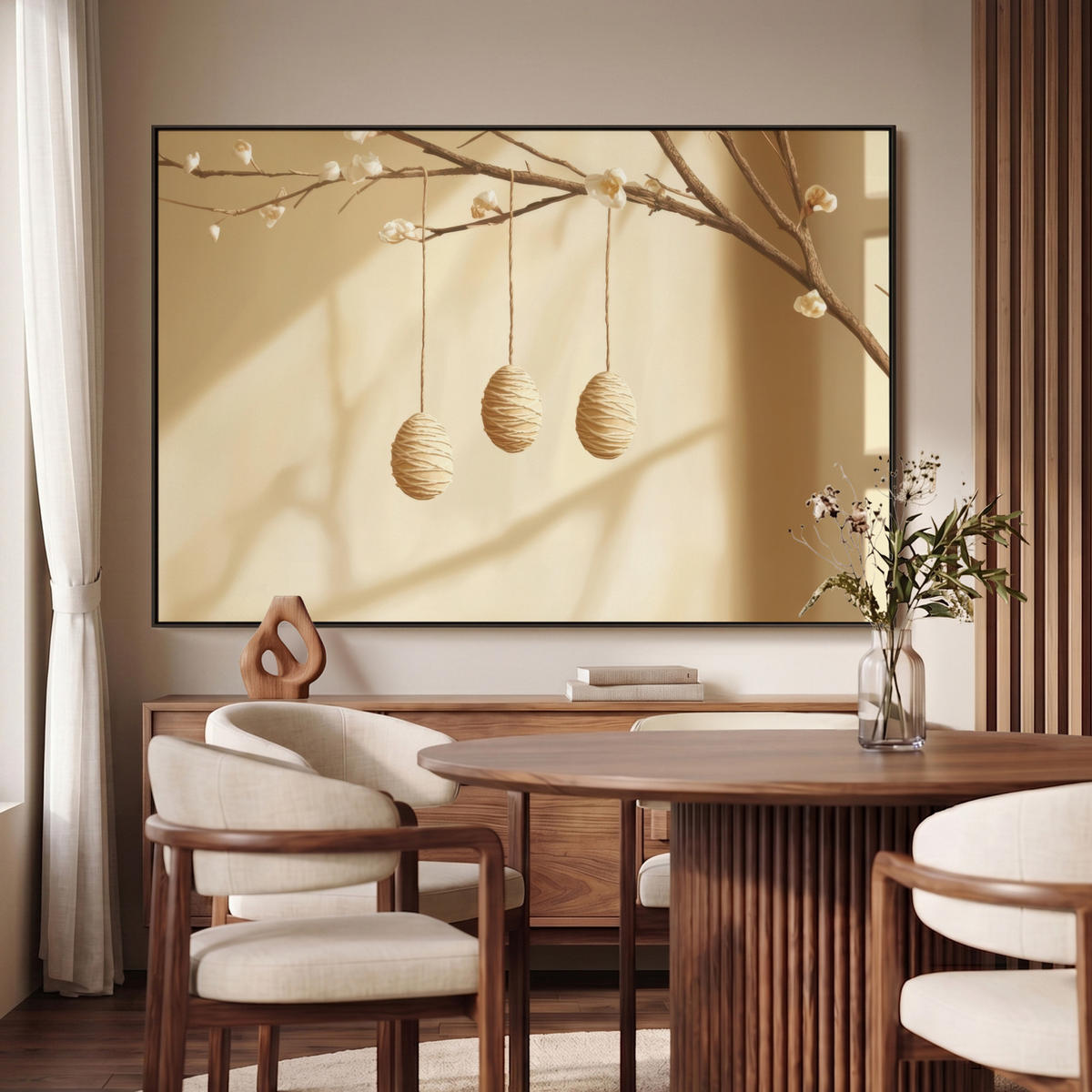 LEINWAND Bilder mit Rahmen - Beige - Osterkuchen - Eier - 140x90 - Beige, Textil (140/90cm) - MuchoWow