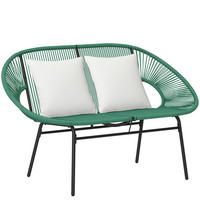 GARTENBANK 2-Sitzer DE-13604 2-Sitzer mit Seilgeflecht, 2 Kissen Dunkelgrün - Dunkelgrün, Metall (132/83/72cm) - ComfortXL