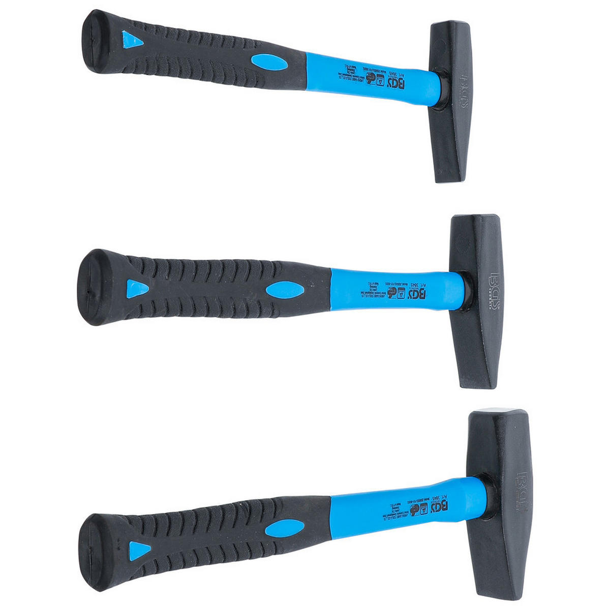 SCHLOSSERHAMMER-SATZ, DIN 1041, Fiberglasstiel, 3-teilig, 300-800 g - Multicolor, Kunststoff (140/405/60cm) - BGS technic