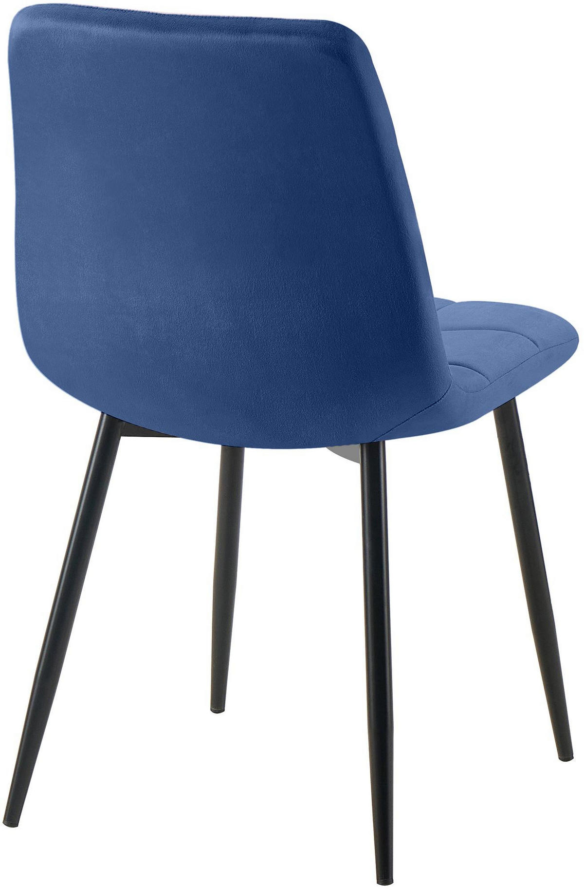 STUHL 4er Set Samt Blau - Blau/Schwarz, Textil/Metall (45/84/55cm) - CLP