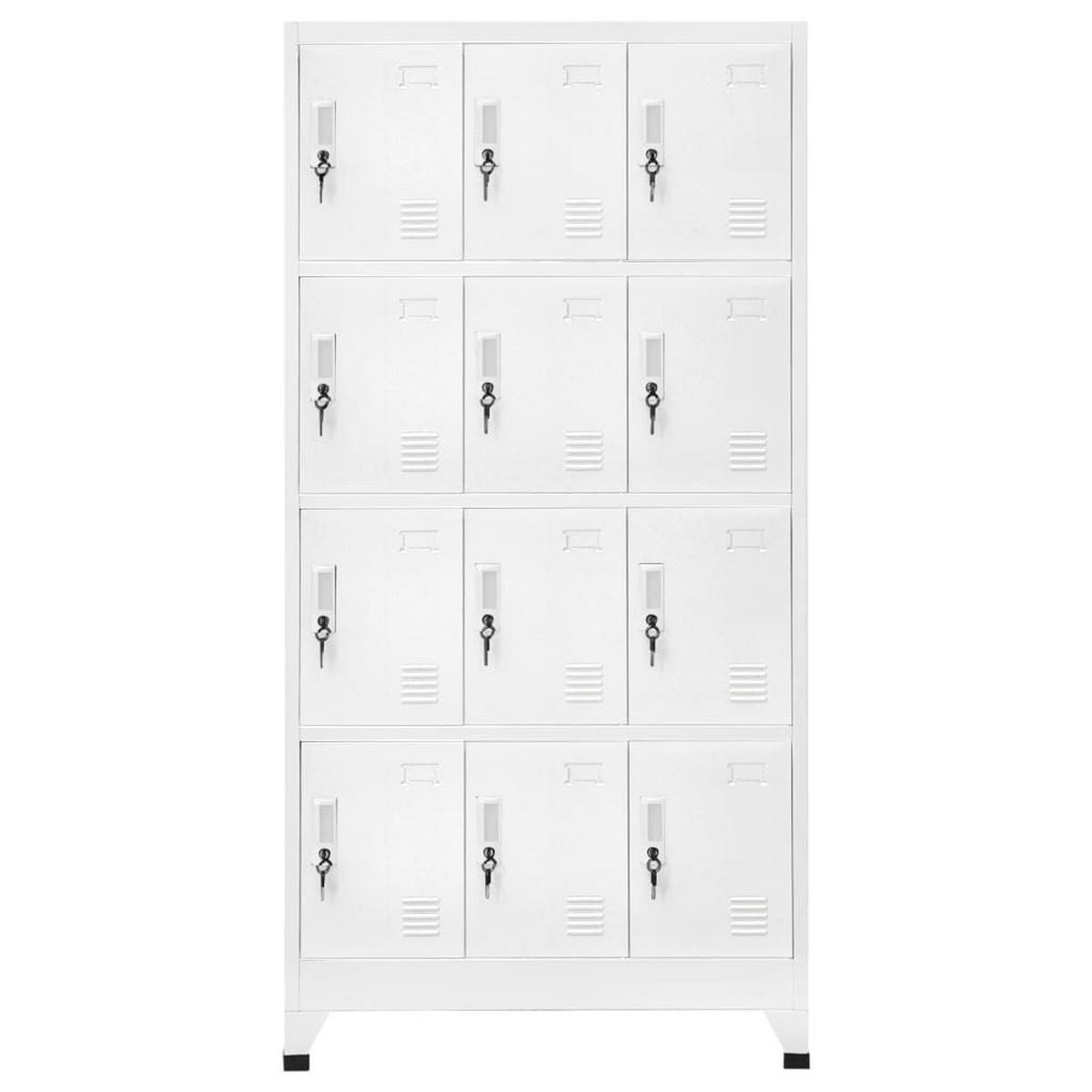SCHLIESSFACHSCHRANK mit 12 Schließfächern, 90/45/180 cm, aus Stahl, in Grau - Grau, Metall (90/180/45cm) - vidaXL