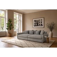 BIGSOFA Hereford XXL Velvet Beige inkl. 12 Kissen 274/131/61 cm - Grau, Kunststoff/Textil (274/61/131cm) - foamnova