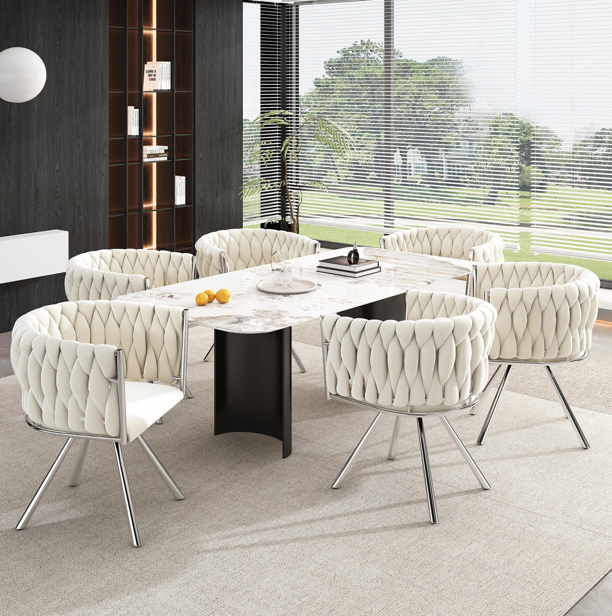 ESSZIMMERSTUHL drehbar Samt Beige Silber 6er-Set - Beige, Metall (54/72/59.1cm) - Meubliv