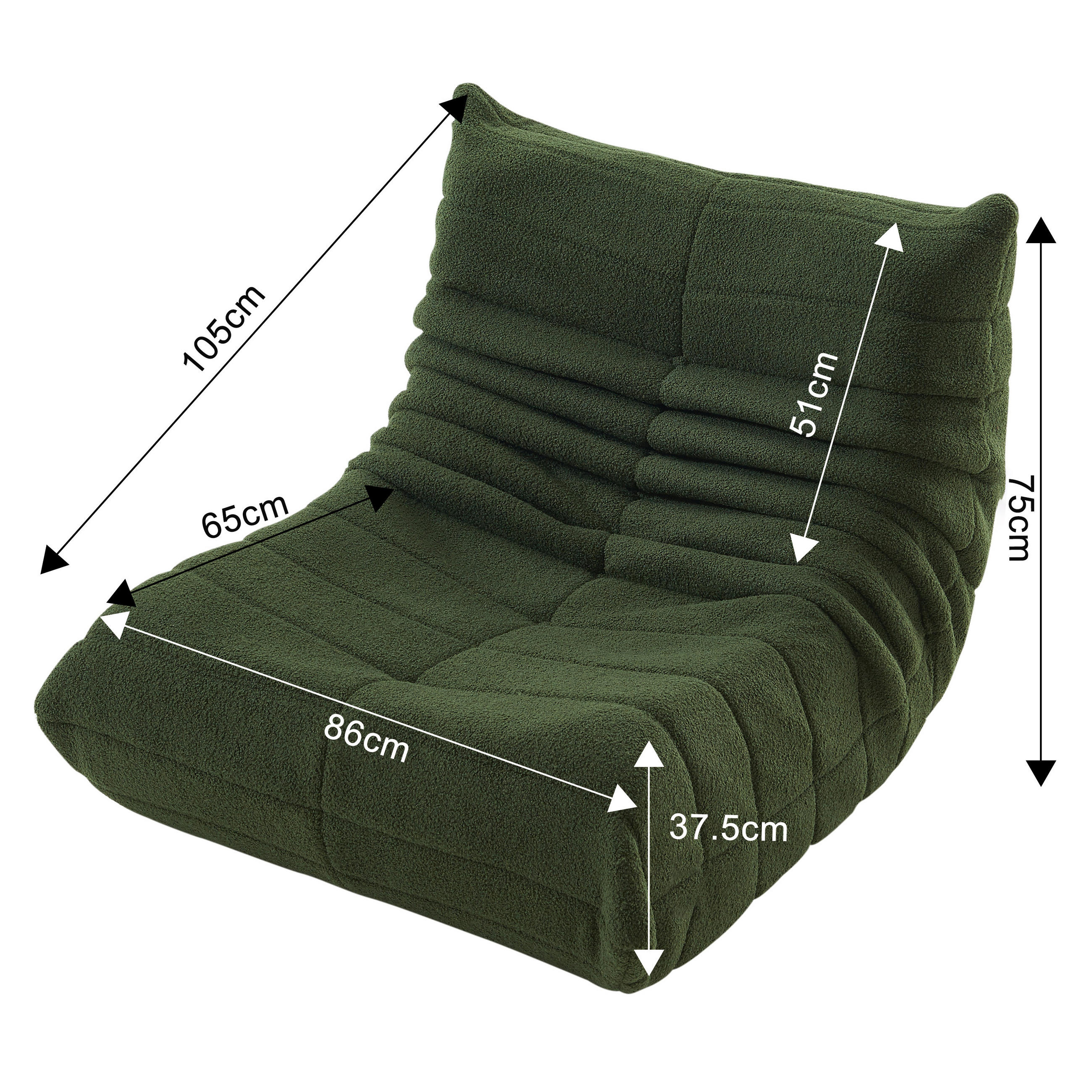 FERNSEH- & RELAXSESSEL Sofa Liegesofa für Wohnzimmer Beige - Grün, Holz (91.44/60.45/101.5cm)