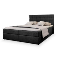 BOXBETT GLOS M 160x200 cm mit Matratze und Topper - Schwarz - Schwarz, Holz (160/200cm) - MASSENO