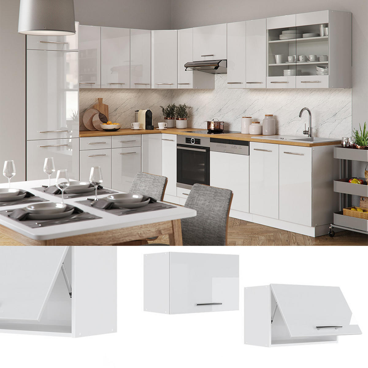 HÄNGESCHRANK Fame-Line Weiß Hochglanz 60 cm Flach - Weiß Hochglanz/Weiß, Holzwerkstoff (60/40/34.1cm) - Vicco