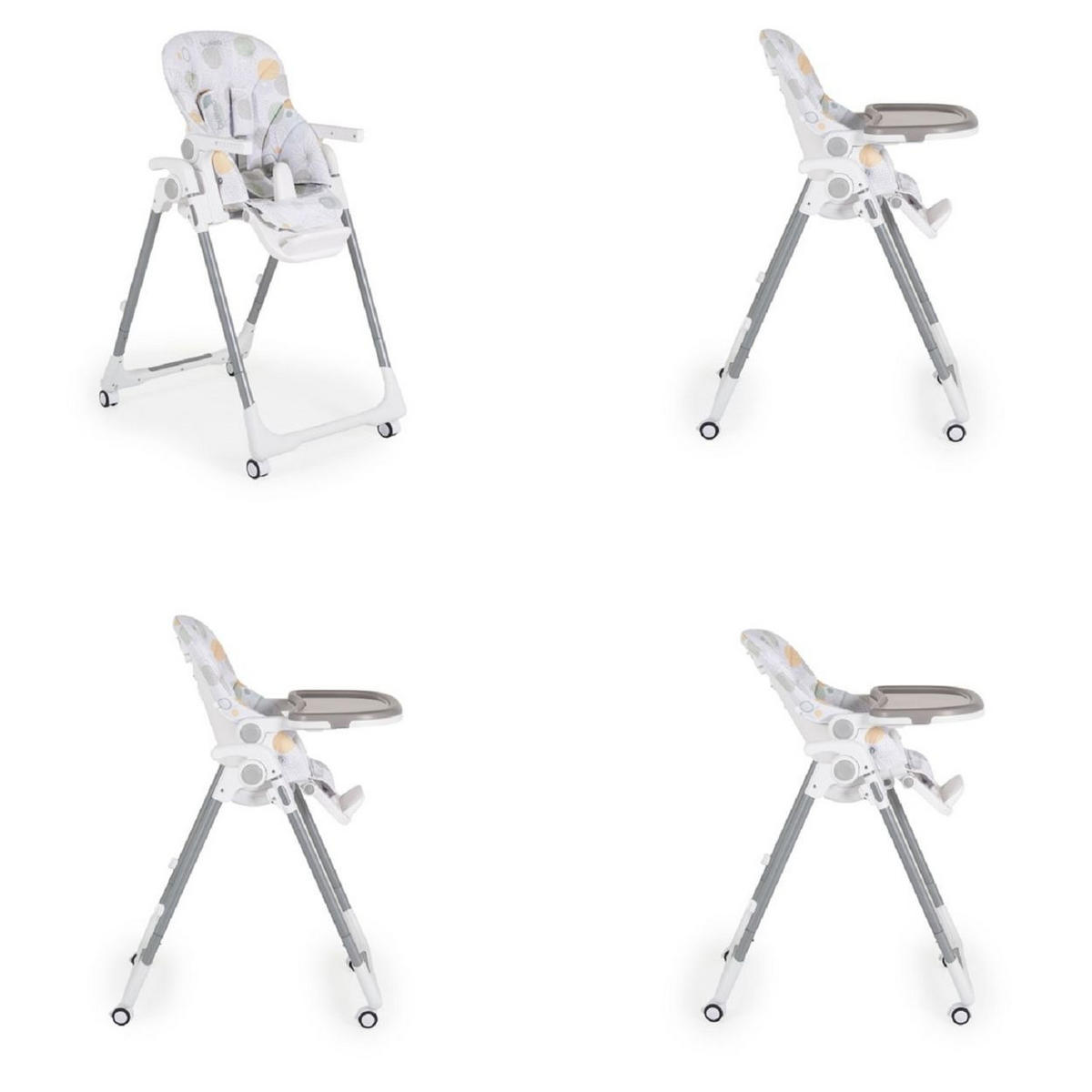 HOCHSTUHL Bueno faltbar grau mehrfach verstellbar Doppeltablett Räder Gurt - Grau, Metall (55/106/74cm) - Moni