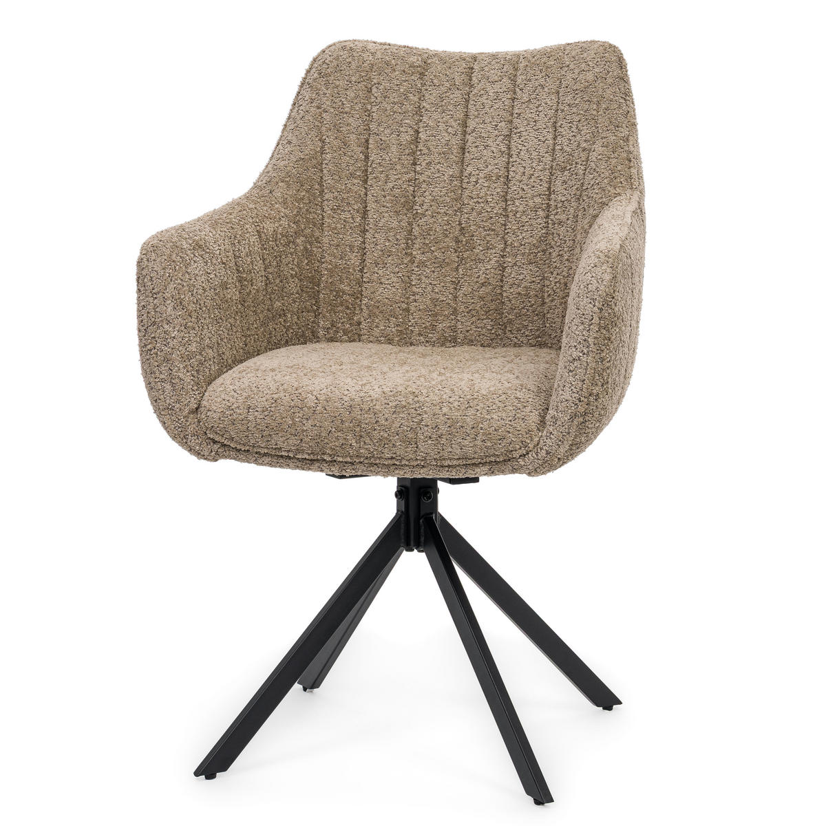 STUHL PIANO drehbar gepolsterter mit Steppung - beige - Boucle - Beige/Schwarz, Textil/Metall (59/88/61cm) - NEW HOME